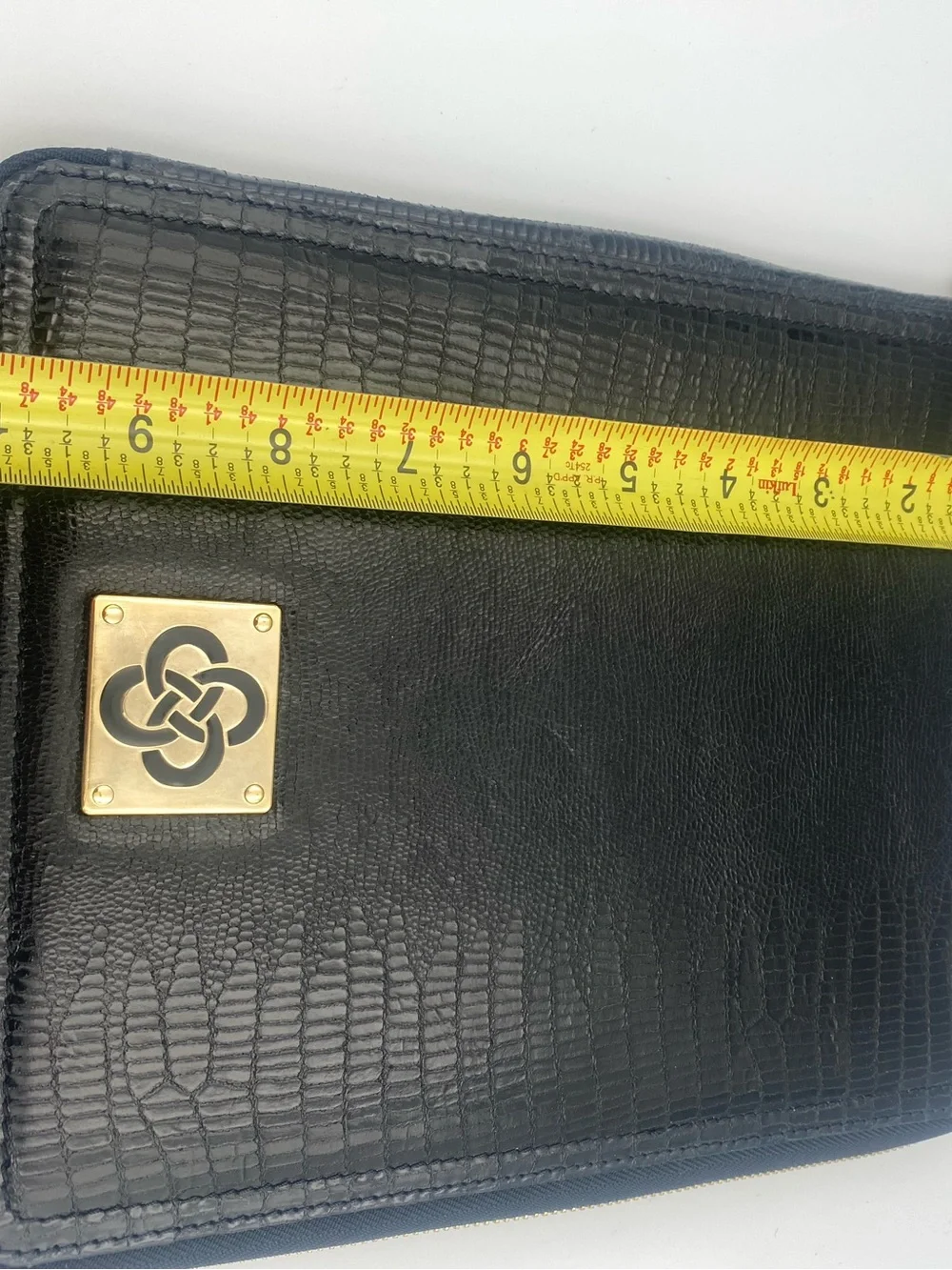 Stella & Dot Black Faux Croc Zip Portfolio with Gold Emblem iPad case